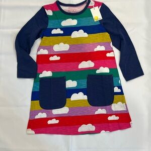 Mini Boden Multicolor Striped Dress with Clouds